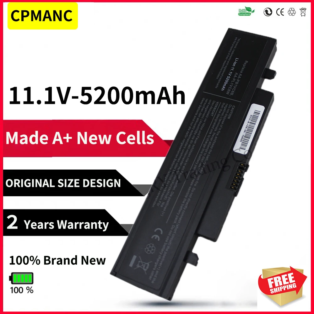 Bateria de 5200mah para Samsung X318 X320 X425 X420 X520 Q328 Q330 N210 N218 N220 Nb30 Plus Carregador de Notebook Baterias p/ laptop