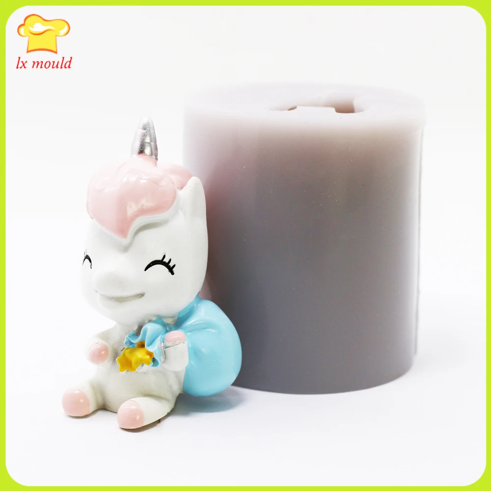 

Christmas 3D Unicorn Silicone Fondant Mold Handmade Soap Aromatherapy Plaster Mould DIY Soft Ceramic Tool