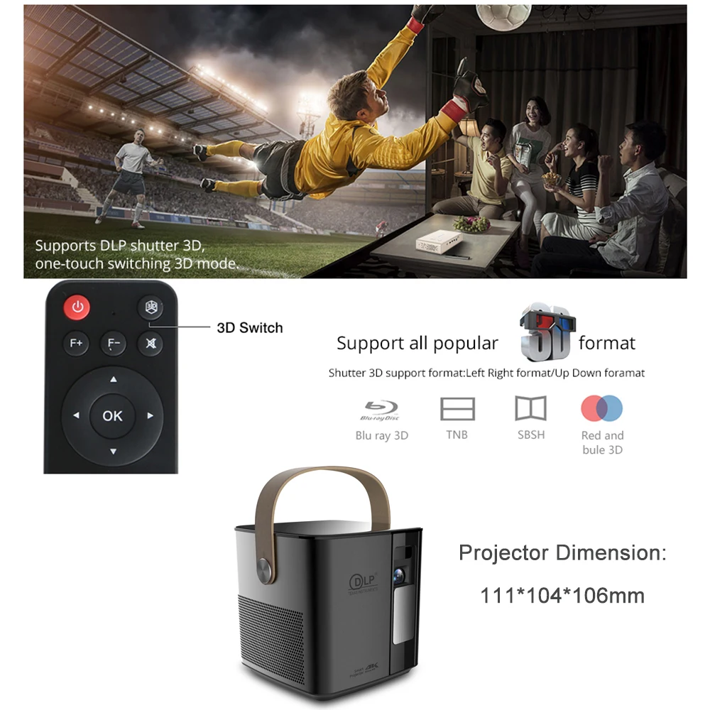 Vivicine Newest P12 3D 4K Projector Android WIFI HDMI USB 1080p Full HD Home Theater Proyector 12000 mAh Battery Beamer | Электроника
