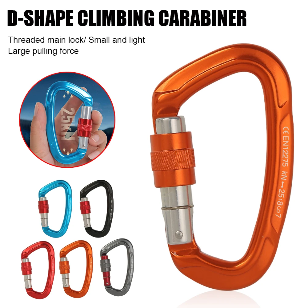 

Climbing Carabiners D-ring Locking Carabiner 25KN Heavy Duty Safety Buckle For Rock Climbing Mountaineering