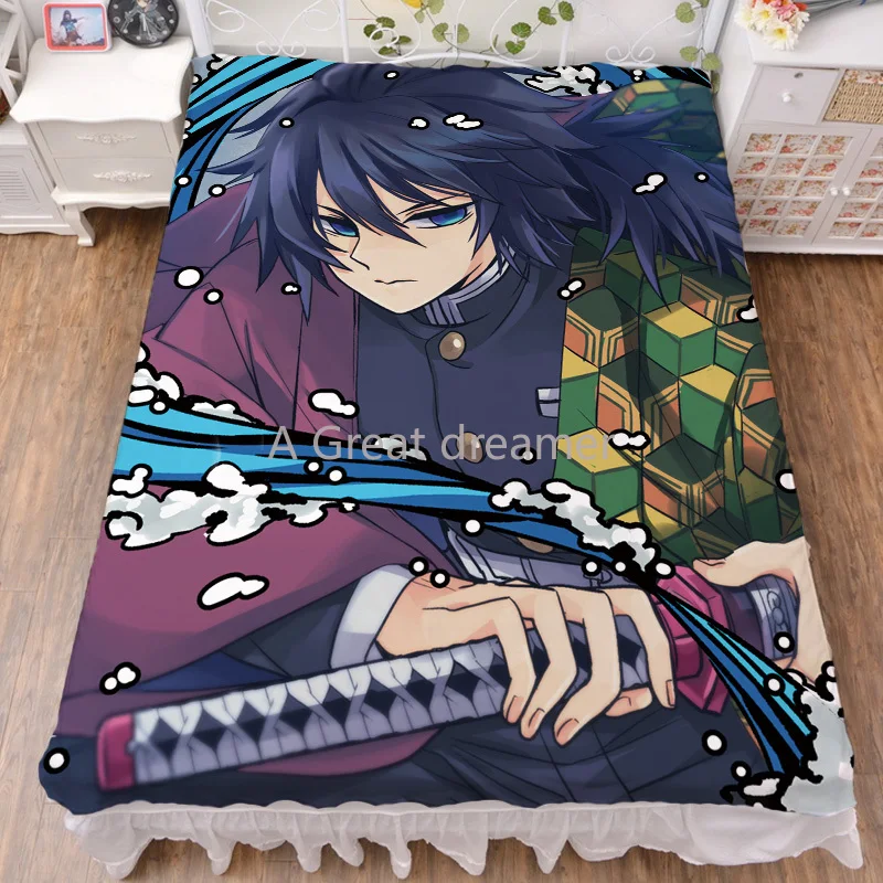 Offerte 3D Stampato Anime Giapponese Demon Slayer Coperta Sex Girl Bed Set Coperta Di Flanella Trapunta Estiva Foglio Di Fibra Di Latte Coperta Personalizzata