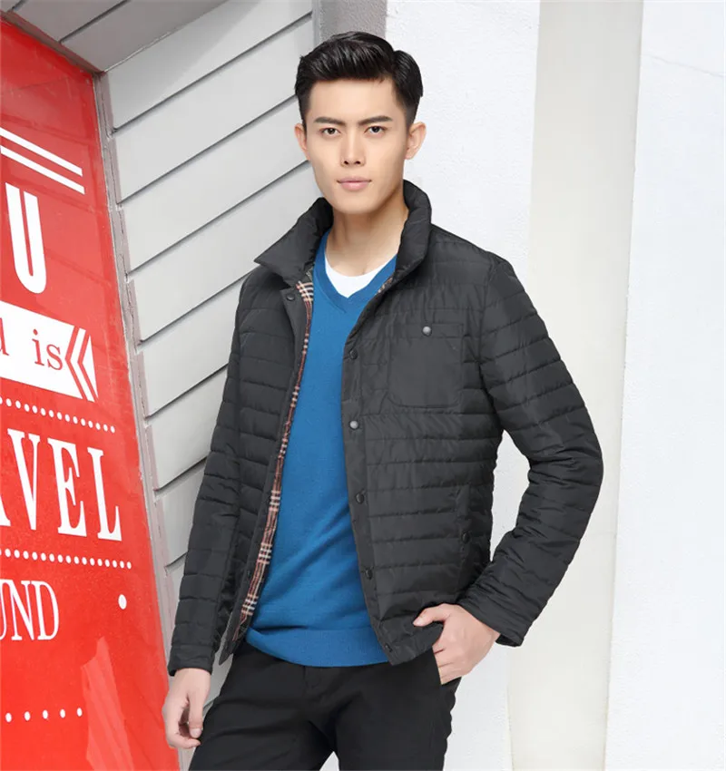 Мужская тонкая куртка осенне-зимняя теплая Повседневная однотонная 2020 | одежда