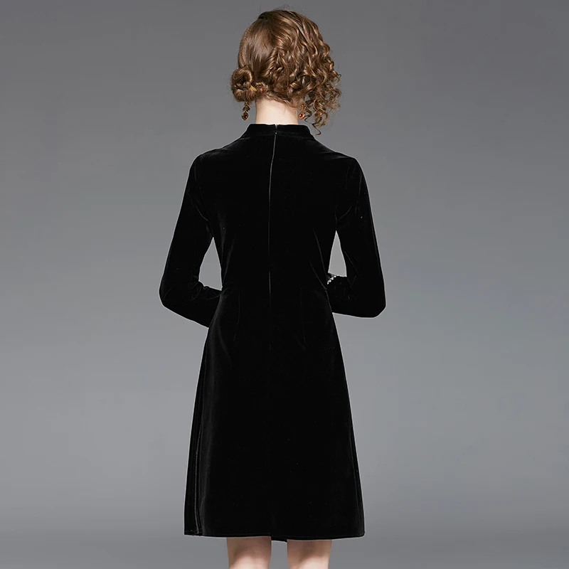 Новое Осеннее модное женское платье ретро Плиссированное облегающее с высокой