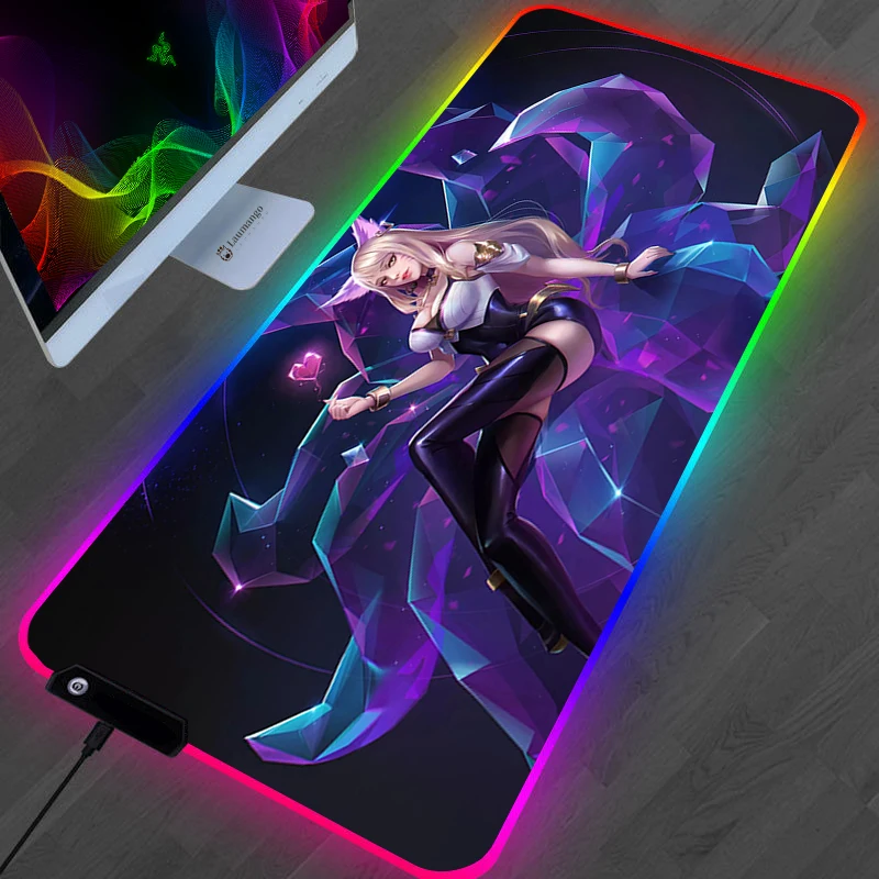 

Игровой ноутбук, игровой стол, RGB, LOL, KDA, ПК, геймерские полные коврики для мыши, милые аксессуары, Аниме Коврик для мыши Xxl Varmilo, коврик