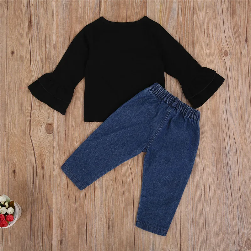 

2021 комплект одежды для маленьких девочек, с кружевами, комплект: топ с длинными рукавами и штаны, повседневная детская верхняя одежда наряды...