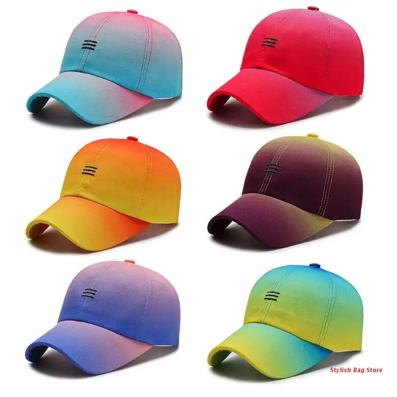 

Unisex Contrast Color Gradient Baseball Cap Striped Embroidered Outdoor Dad Hat