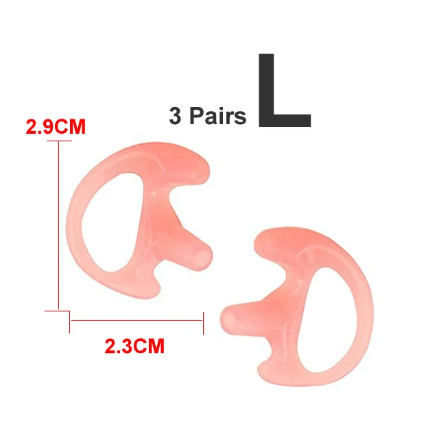 Pink Large 6 шт.(3 пары) силиконовые формы для ушей в форме уха Двусторонняя радиоакустическая трубка портативная рация с наушниками аксессуары - Цвет: Pink Large
