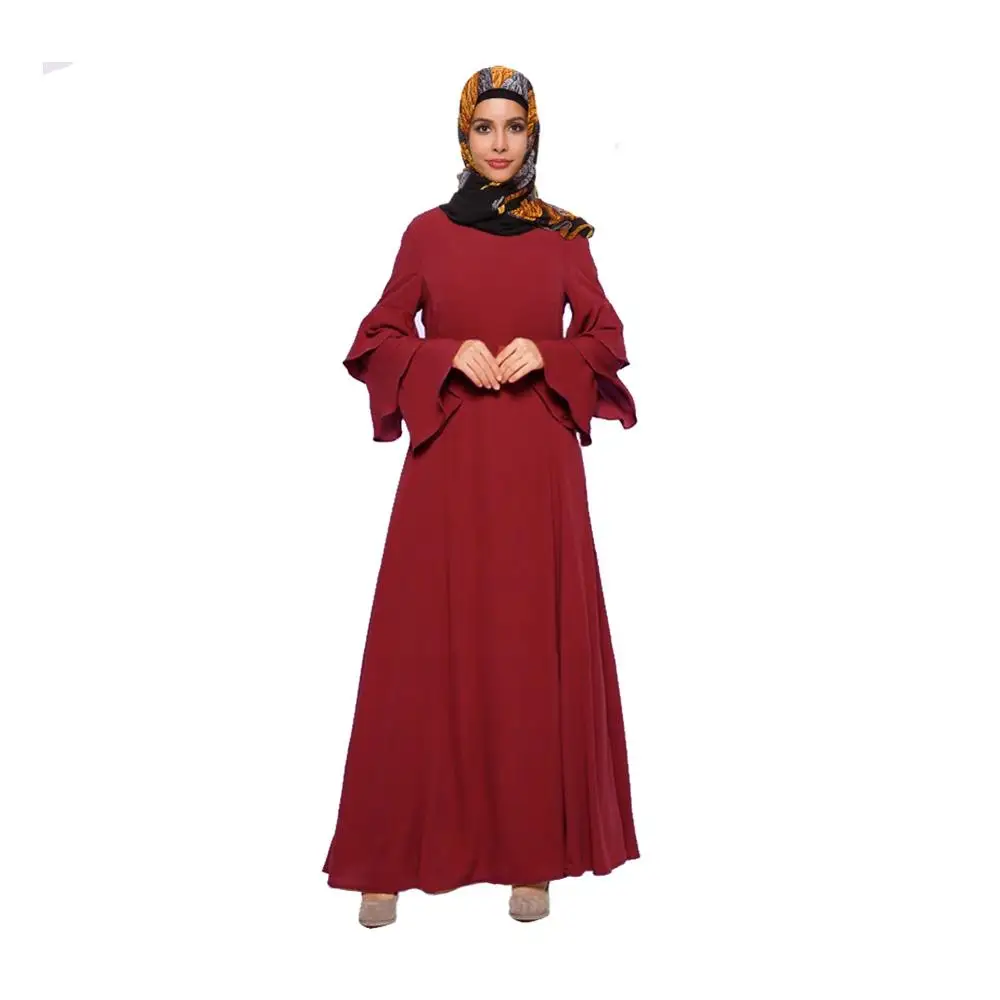 

Muslim Women Abaya Maxi Dress Robes Jilbab Kaftan Dubai Islamic Cocktail Party Arab Gown Flare Sleeve 2019 Autumn Dress Fashion