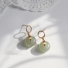 Новые Модные Винтажные круглые серьги LIVVY с зеленым камнем для женщин, классические изысканные элегантные ювелирные изделия, аксессуары