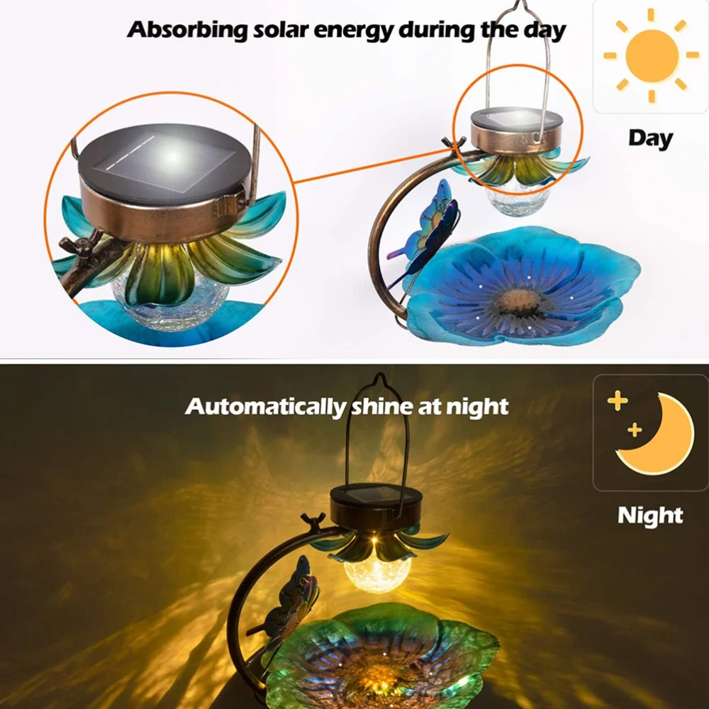 

Solar Light Bird Feeder Hanging Adornment Decorative Feeder Bird Feeding Tool