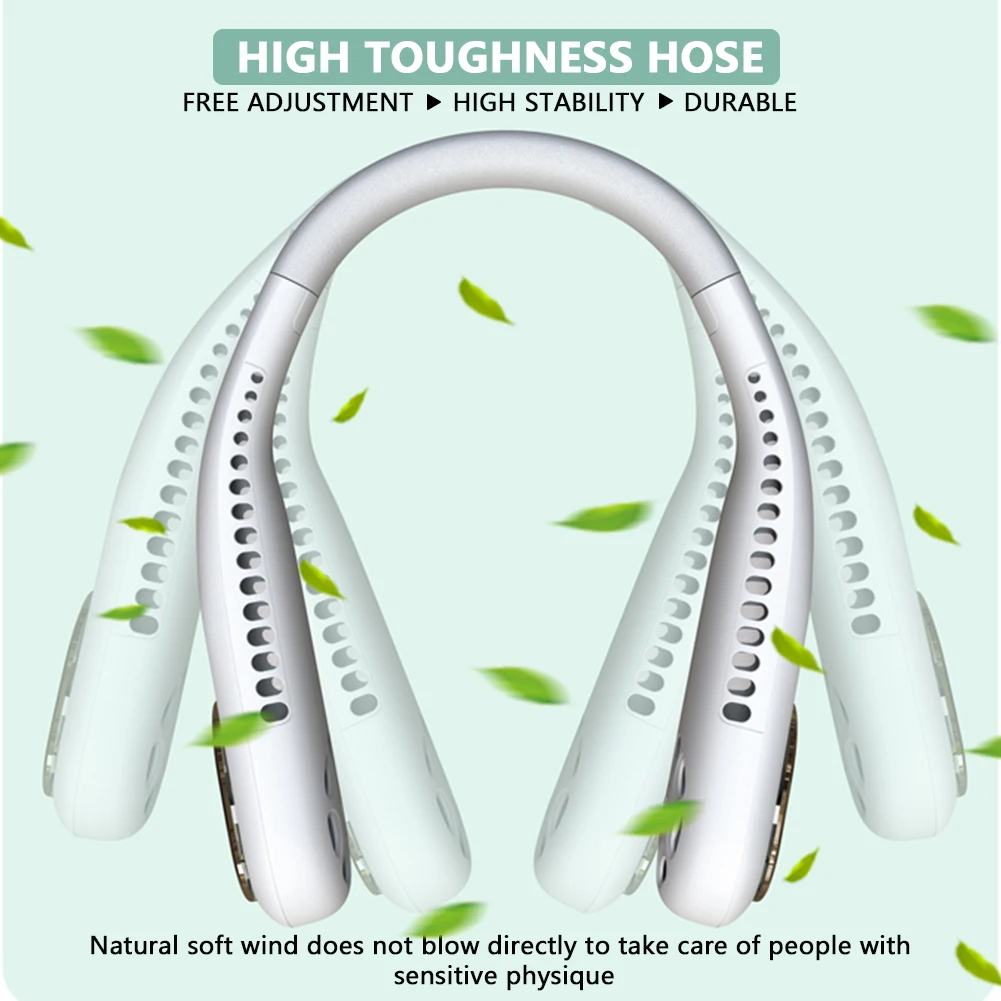 Мини вентилятор для шеи портативный безлопастной USB перезаряжаемый бесшумный