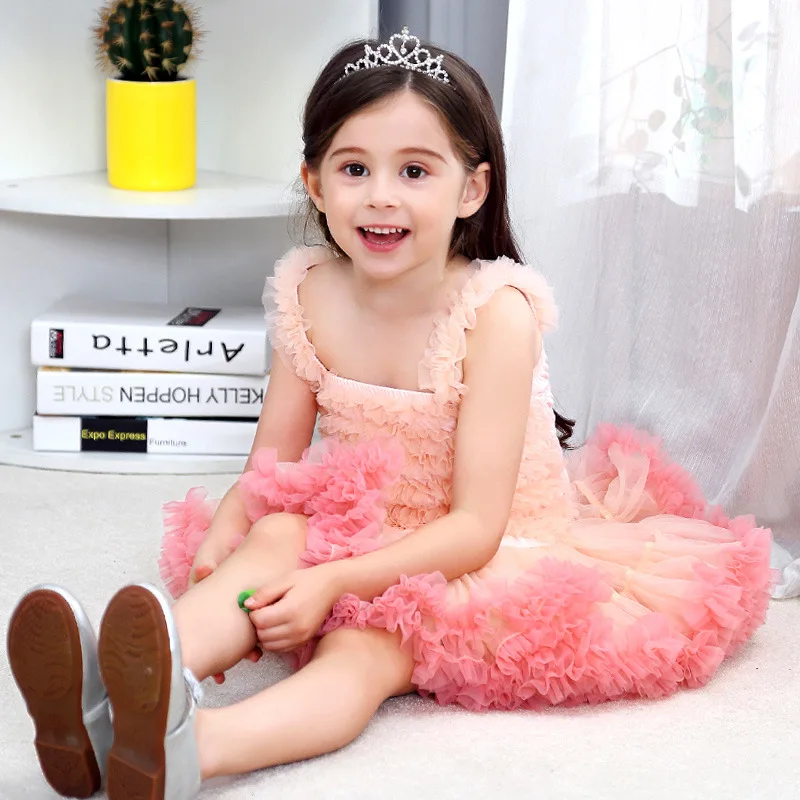 Fashion Girls Tutu Dress Baby Extra Fluffy Birthday Party Cute Autumn Ball Gown Ruffled Bubble Photography | Детская одежда и