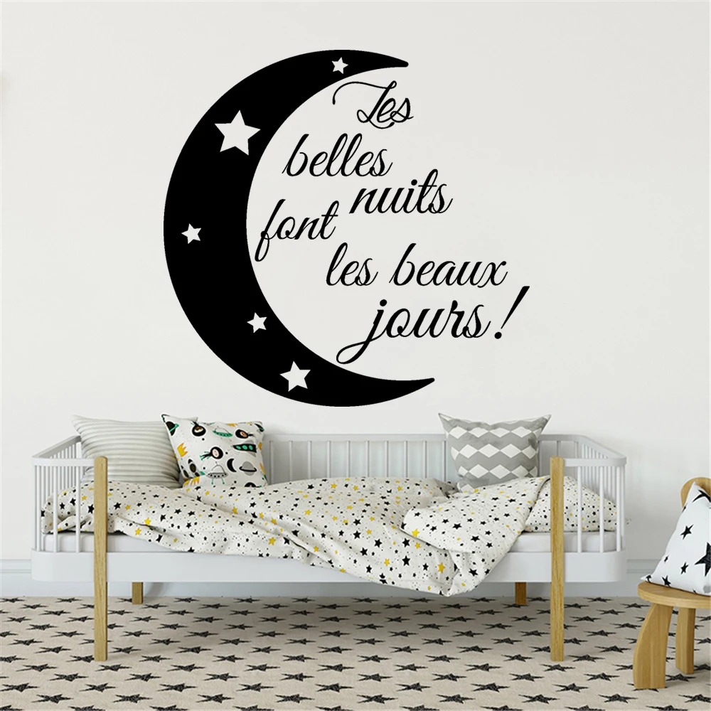 

Wall Stickers Les Belles Nuits Font Les Beaux Jours French Quotes Mural Vinyl For Kids Bedroom Livingroom Decor Decals RU2466