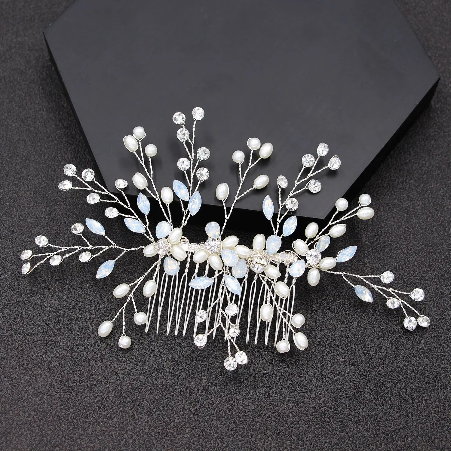 

PHYLLIS A77 Rhinestone Flower Silver Color Crystal Bridal Hair Combs for Women Party Hair Pins Wedding Jewelry Accessories