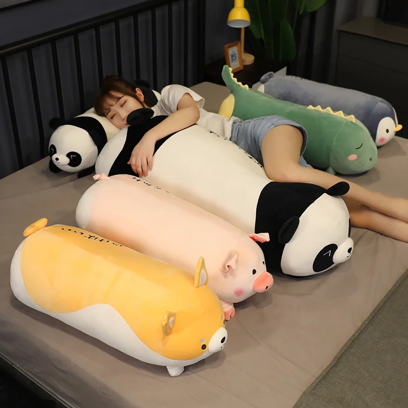 Милые 70/100 см цилиндрические мягкие животные панда Пингвин динозавр собака