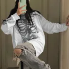 Женская толстовка с капюшоном и принтом черепа, в стиле хип-хоп