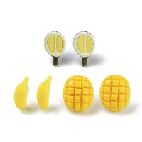 10pcs 925 silver mango durian fruit color all match acrylic round resin ear pin diy earrings ornament material accessories