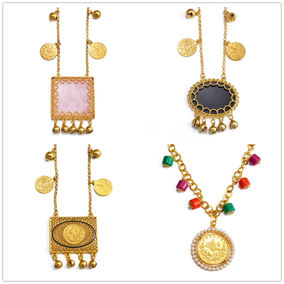 

Ожерелье с подвеской в виде турецкой монеты Anniyo для женщин девочек детей золотого цвета турецкие ювелирные изделия курдские этнические под...