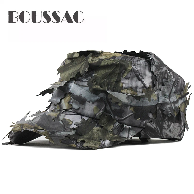 BOUSSAC Мужская кепка из хлопка с эффектом потертости камуфляжные листьями военные