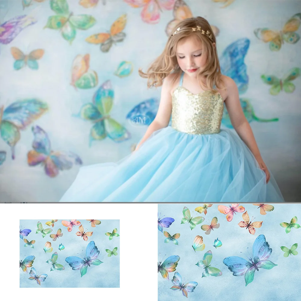 

Rainbow Butterfly Portrait Background Photo Studio Sweet Baby Princess Birthday Party Backdrop Decoearion Newborn Photography