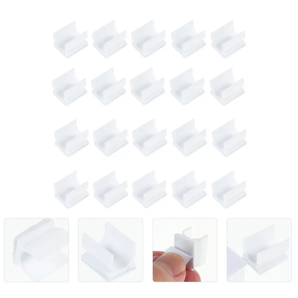 

100Pcs Adhesive Pen Clips Whiteboard Pen Buckles Pen Clamps (White)