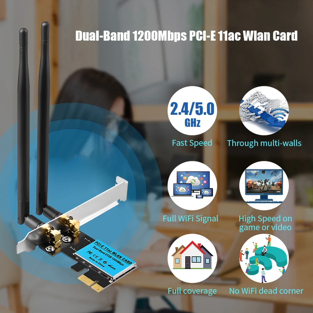 Wi-Fi-карта PCI-E 1200 Мбит/с 2 4/5 ГГц | Компьютеры и офис