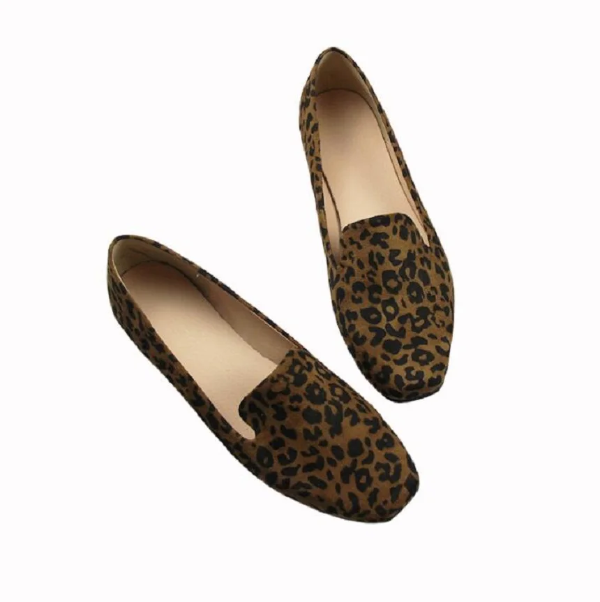 Женские лоферы на плоской подошве винтажные балетки из флока с квадратным носком