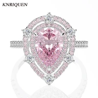 luxury 925 sterling silver 710mm pink diamond sapphire gemstone wedding rings for women party coctail rings engagement jewelry
