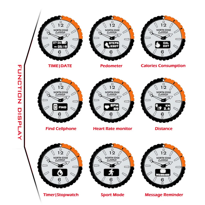 Северная края Смарт Цифровые кварцевые часы Для мужчин Бег Спорт сердечного