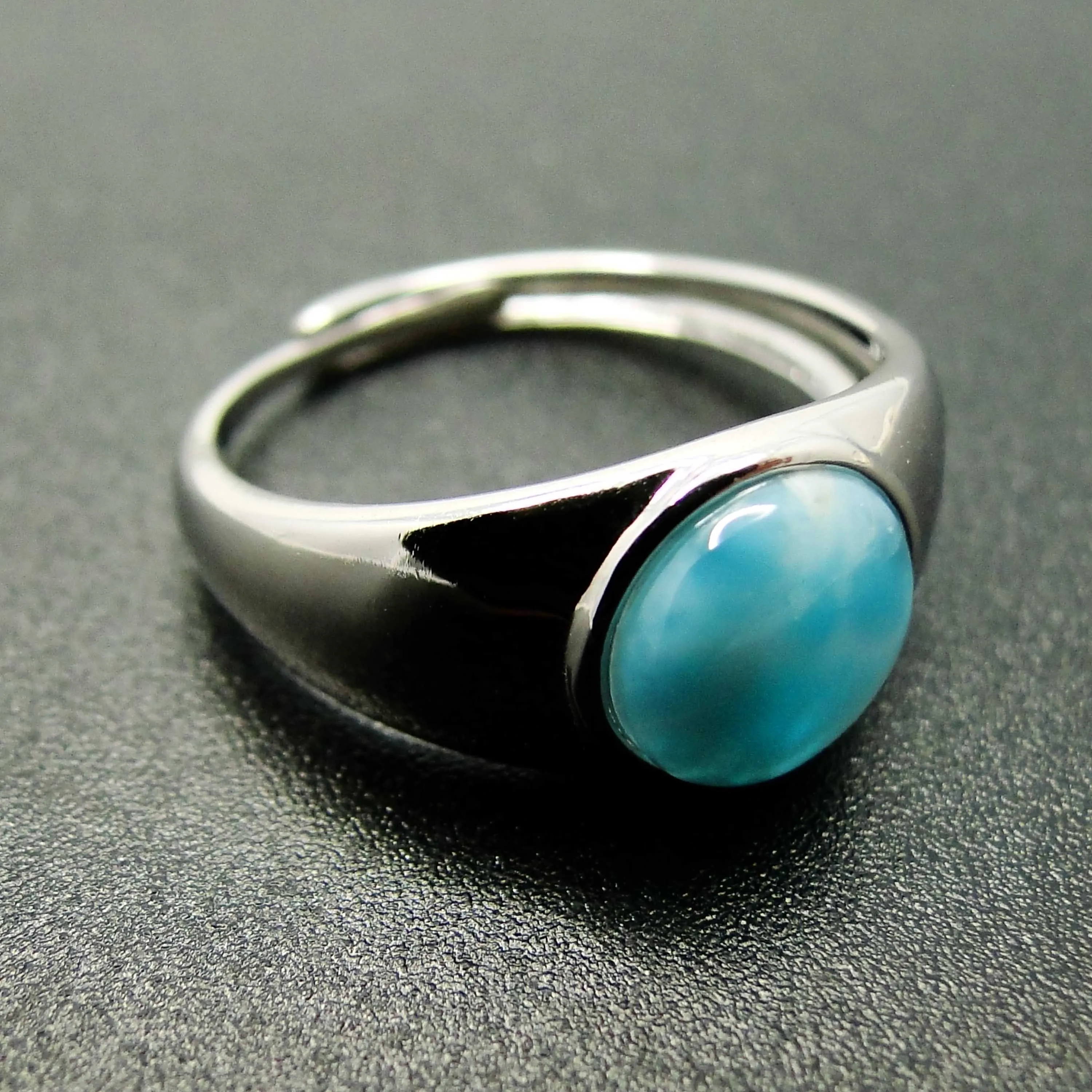 Твердые 925 стерлингового серебра Красивый Синий Ларимар кольцо натуральный