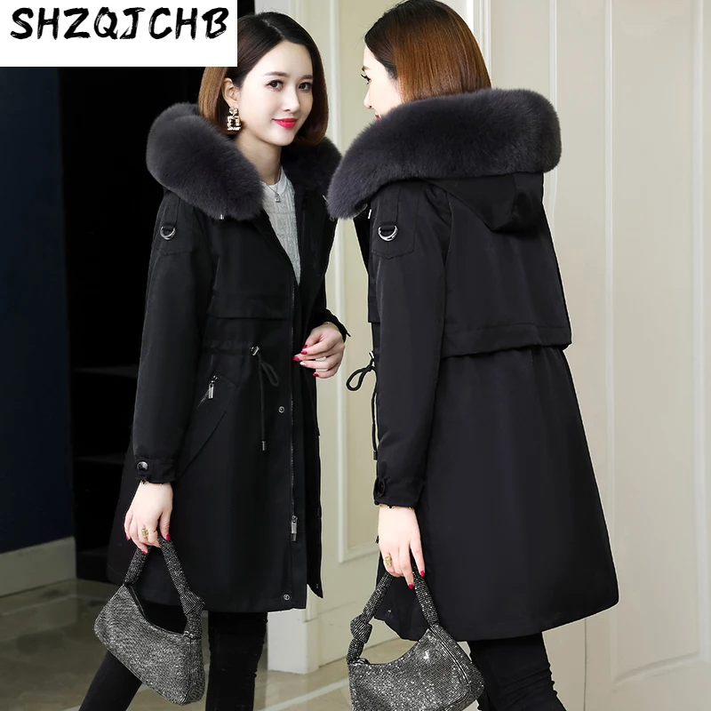 

SHZQ Pie Женская одежда средней и длинной осенне-зимней коллекции 2021, пальто из натурального меха, шерстяное интегрированное пальто