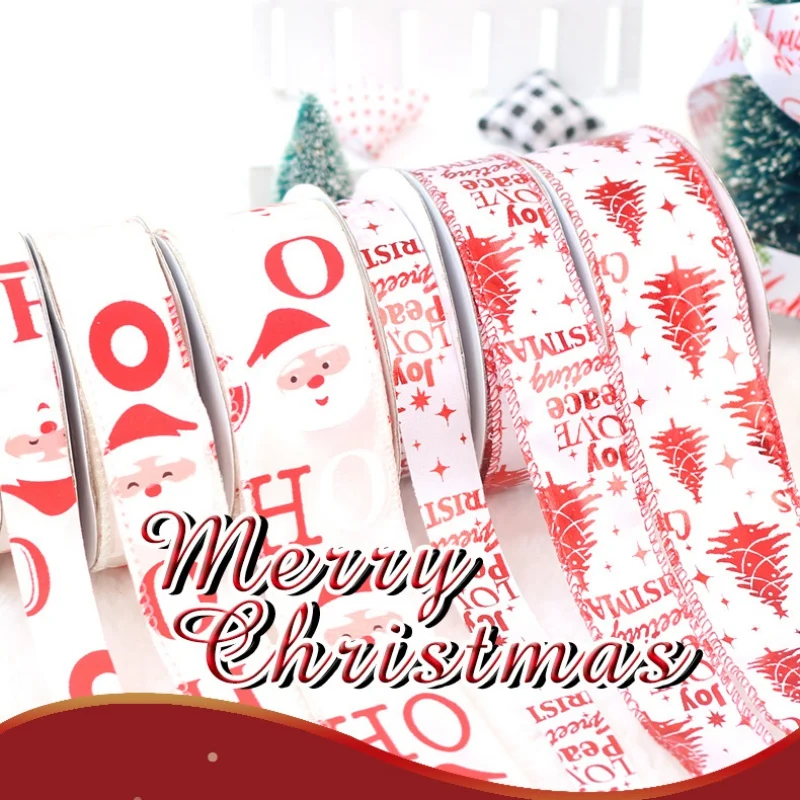 6 ярдов Рождественская лента с рисунком в рулонах для рождественского банта