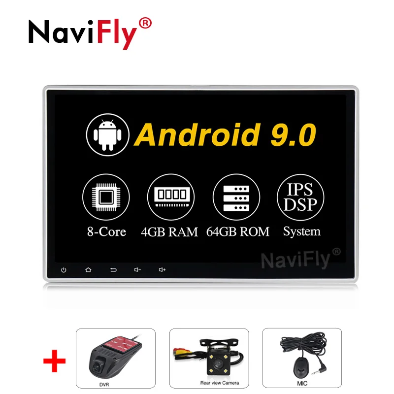 4G-64GB-Camera DVR Ips вращающийся экран DSP 2 din 10,2" Android 9,0 автомобильный Радио gps навигация Универсальный мультимедийный стерео плеер wifi BT HD без DVD - Цвет: 4G-64GB-Camera DVR