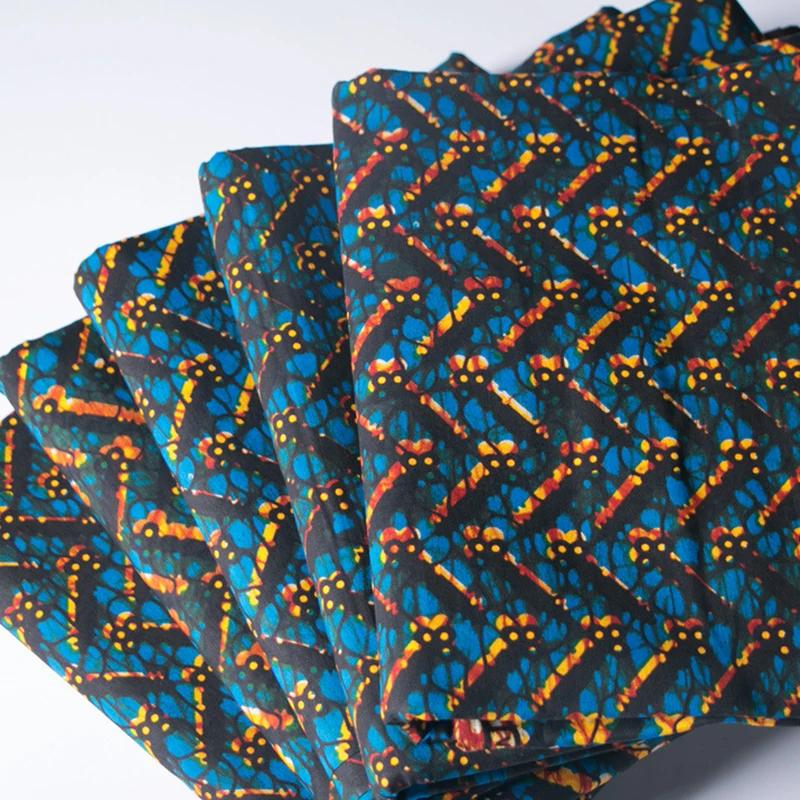 2019 Новая африканская ткань гарантирует Чистый хлопок сине-желтая с принтом для