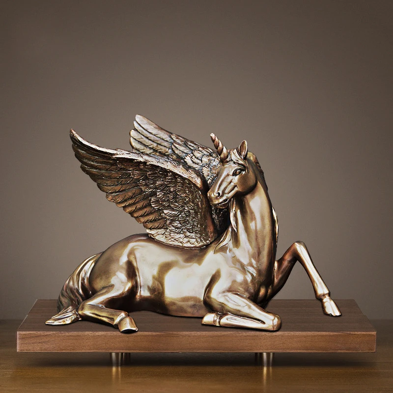 

[MGT] Nordic minimalist cast copper resin unicorn decoration crafts creative unicorn Pegasus home decorations furnishings
