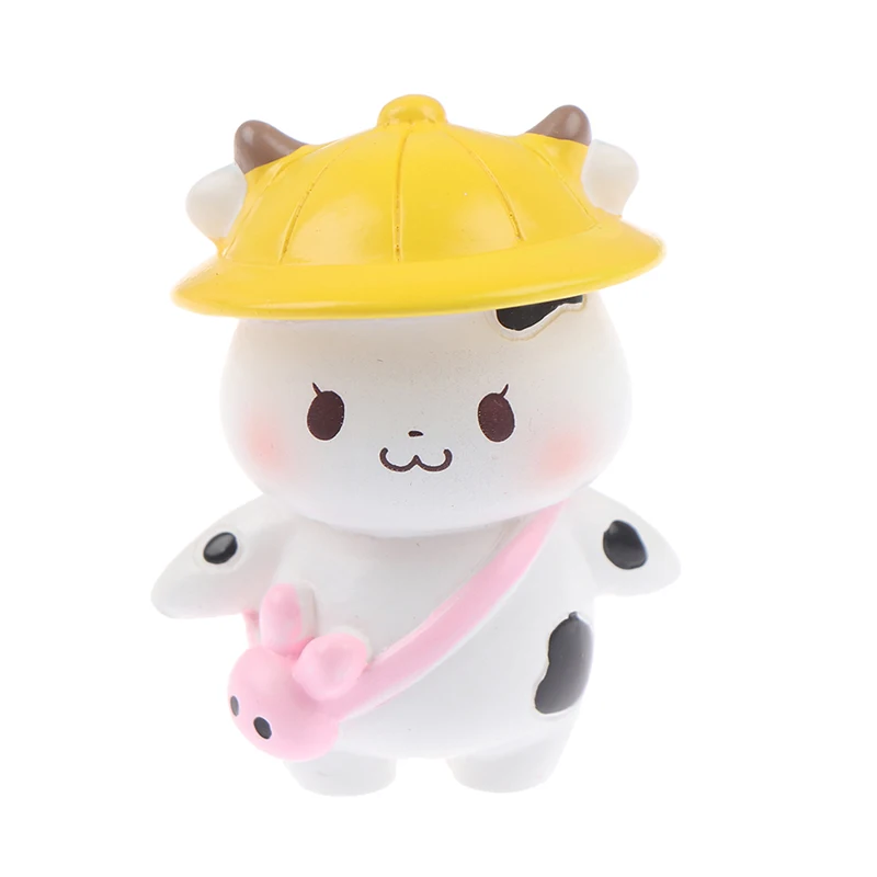 

Cartoon Cow Micro Landscape Diy Bonsai Ornamentsresin Donut Milk Box Cow Gift
