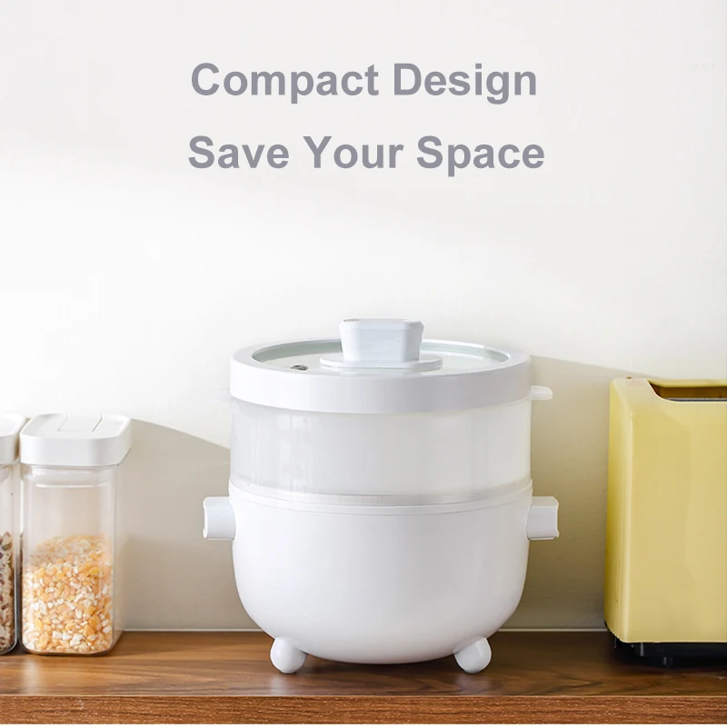 

Multi Cooker 2L Electric Food Steamer Cooking Pot Non-Stick Ceramic Liner Frying Pan Cooking Egg Hotpot Instant Noodles