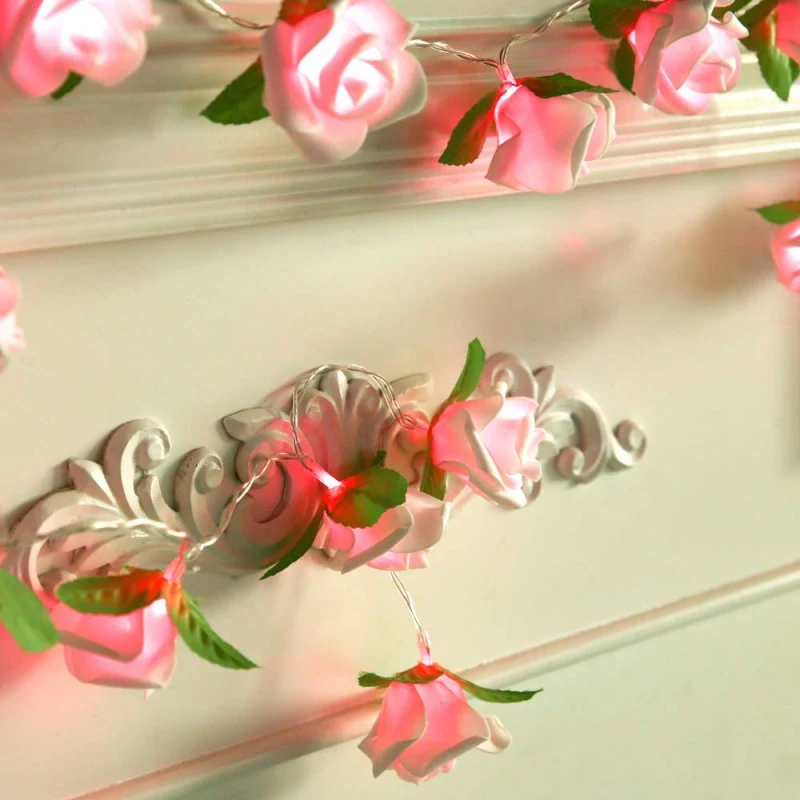

Green Leaf Rose LED String Light For Garden Landscape Lamp Party Battery