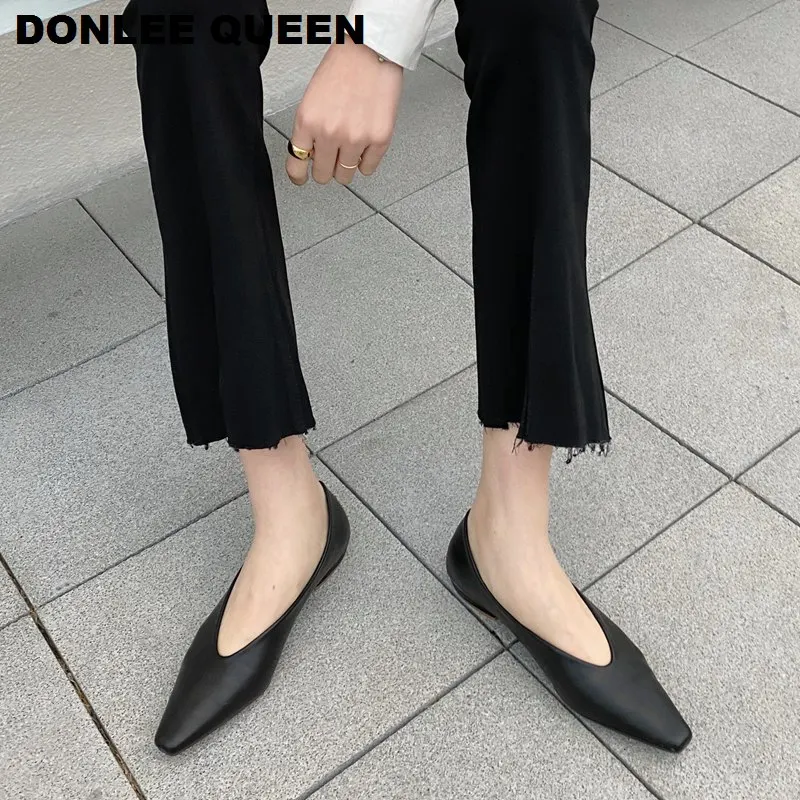 2020 новые весенние туфли на плоской подошве Балетки женские модные Брендовые