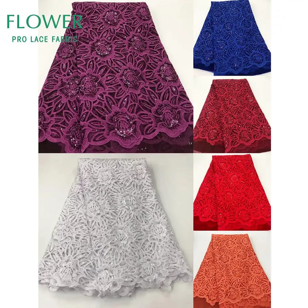 

Guinean Wedding Dress Lace Fabric With Sequined 2019 Fashion Style Nigerian Orange Sequins Embroidered Tulle Mesh Net Material