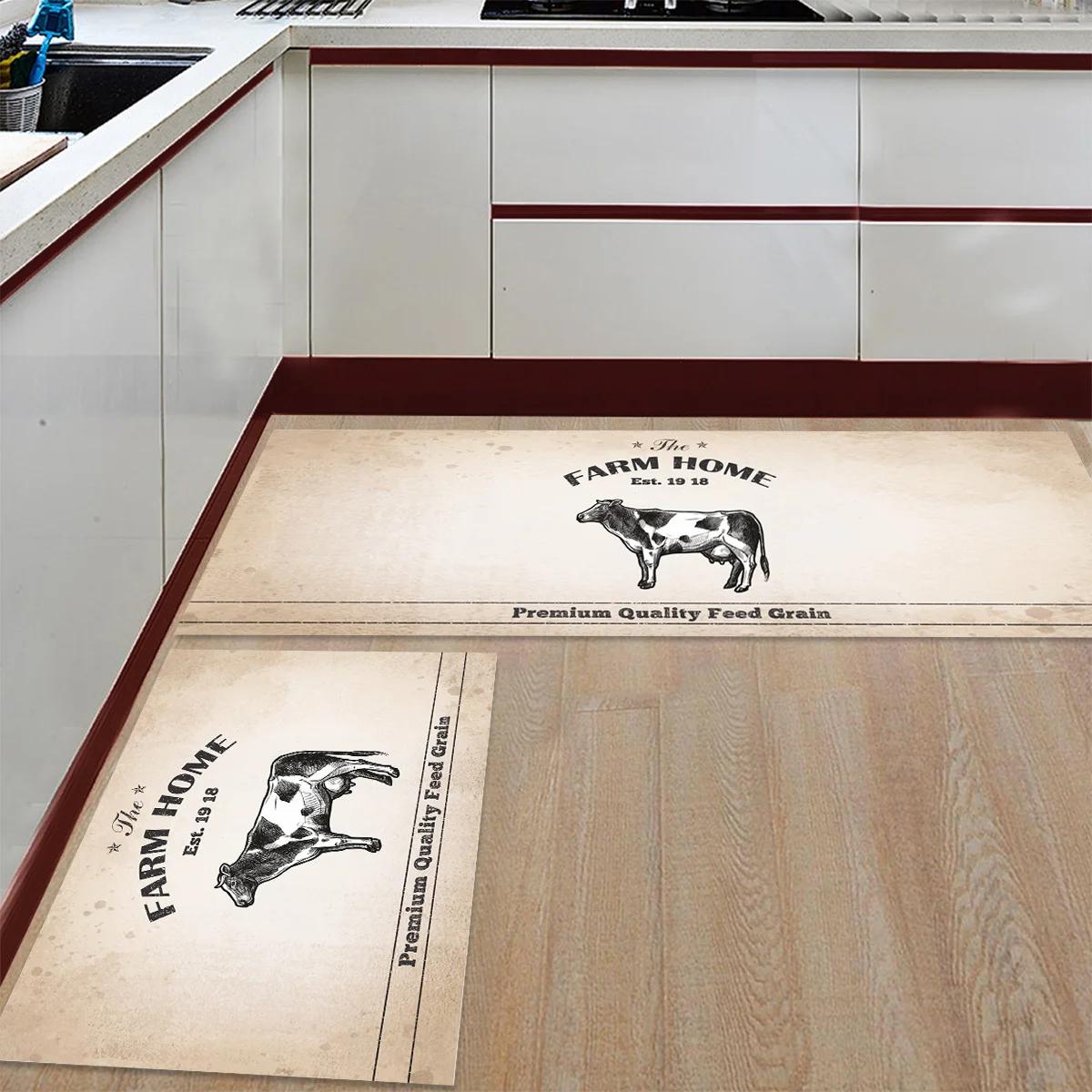 2 шт./компл. коврик для кухни в деревенском стиле с древесным углем и коричневой