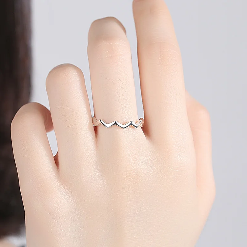 ELESHE Authentic 925 Sterling Silver Ring Female Simple Geometric Wave Rings for Women Girls Wedding Engagement Fashion Jewelry | Украшения