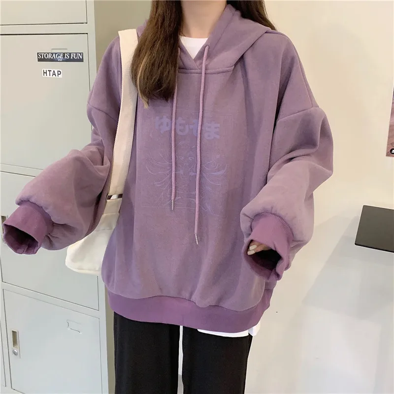 

American-Style Vintage Japanese Sweater Women's Winter High Street Ins Korean-Style Loose BF Idle Style Fleece-Lined Thickened