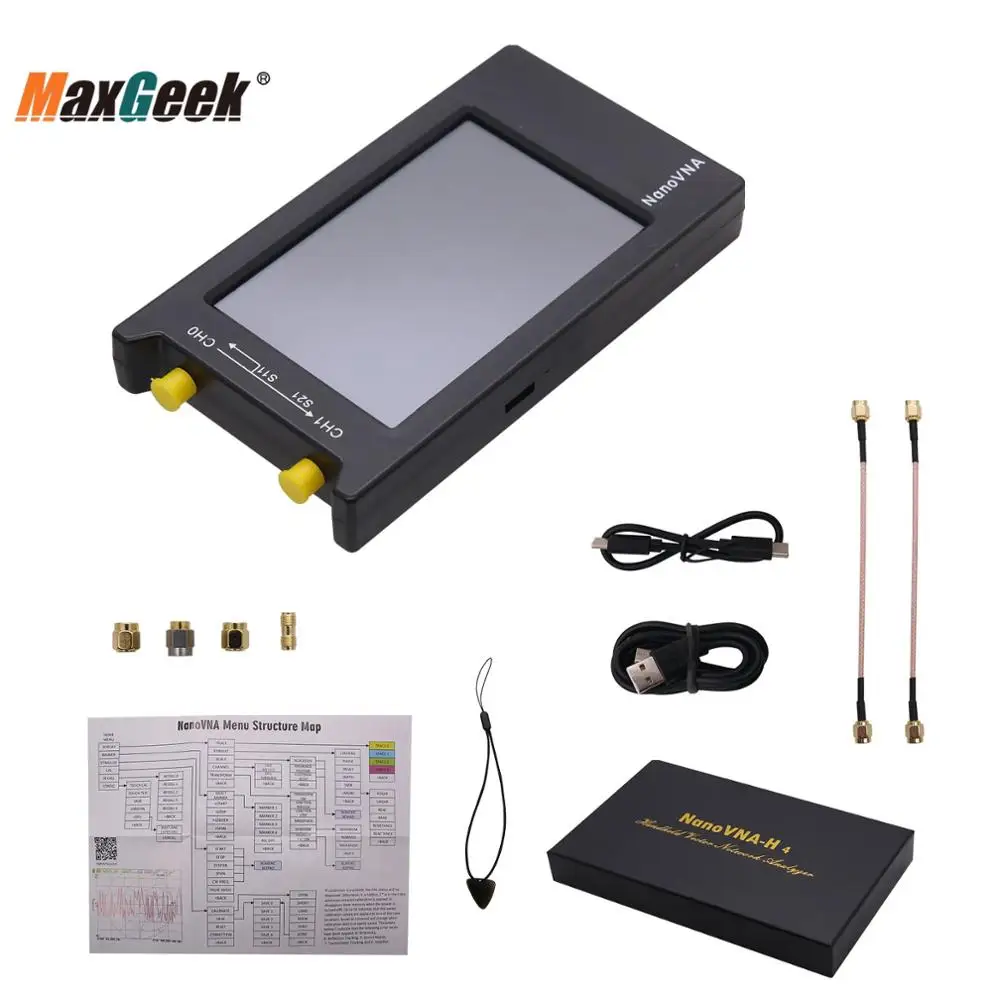 Maxgeek 50 кГц 1 5 ГГц анализатор вектора сети NanoVNA Vector с 4 дюймовым ЖК дисплеем для УВЧ