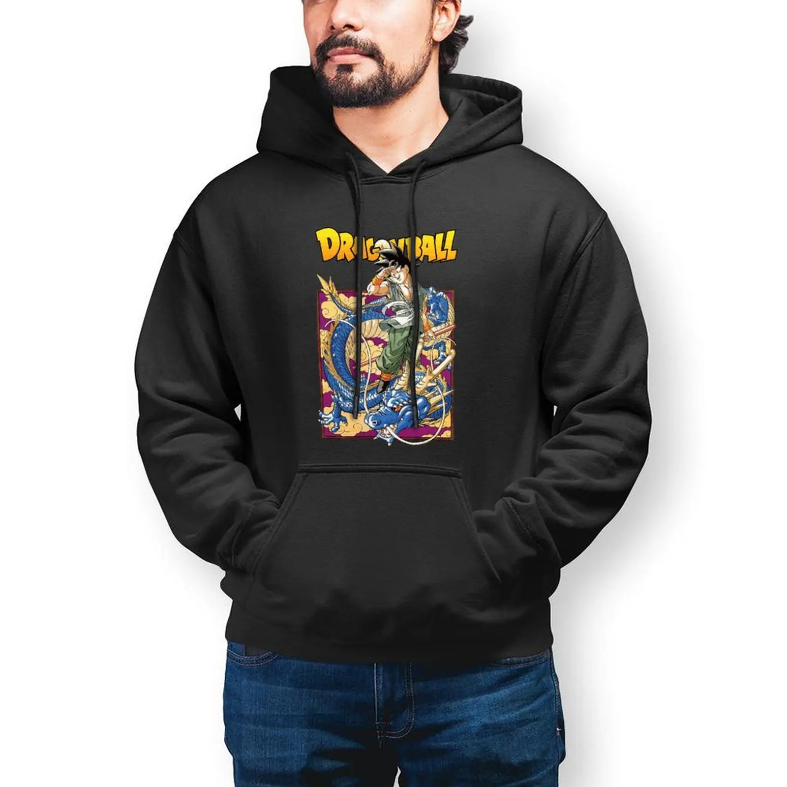 

Bandai Dragon Ball Son Goku Shenron Hoodies Japanese Anime Autumn Cotton Hoodie Nice Loose Long Sleeve Pullover Hoodie Men