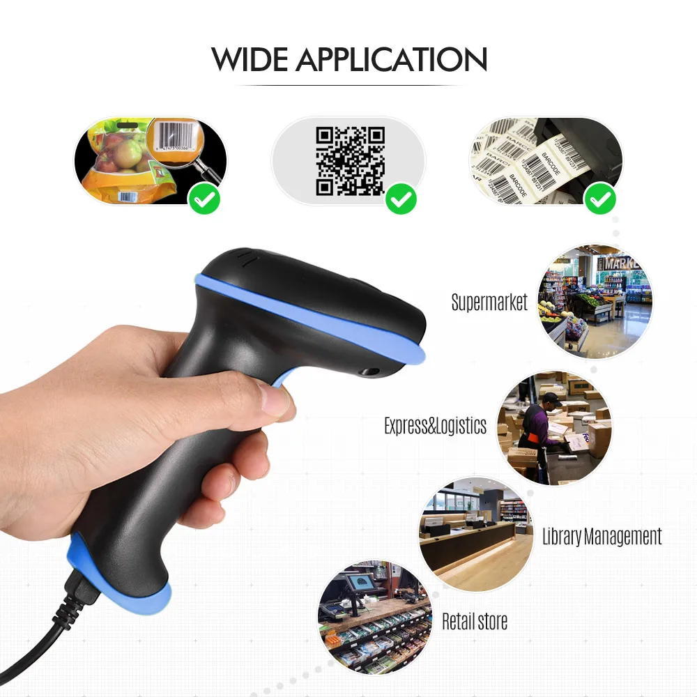 Aibecy 2 в 1 4G беспроводной сканер штрих кода и USB проводной автоматический ручной 2D 1D