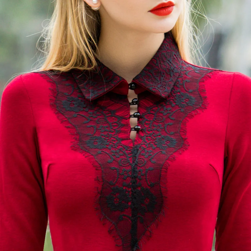 

Winter 2021 Red Autumn Long Dress Women Elegant Lace Maxi Dress Evening Party Dresses Clothes Plus Size 3xl 4xl SS6541