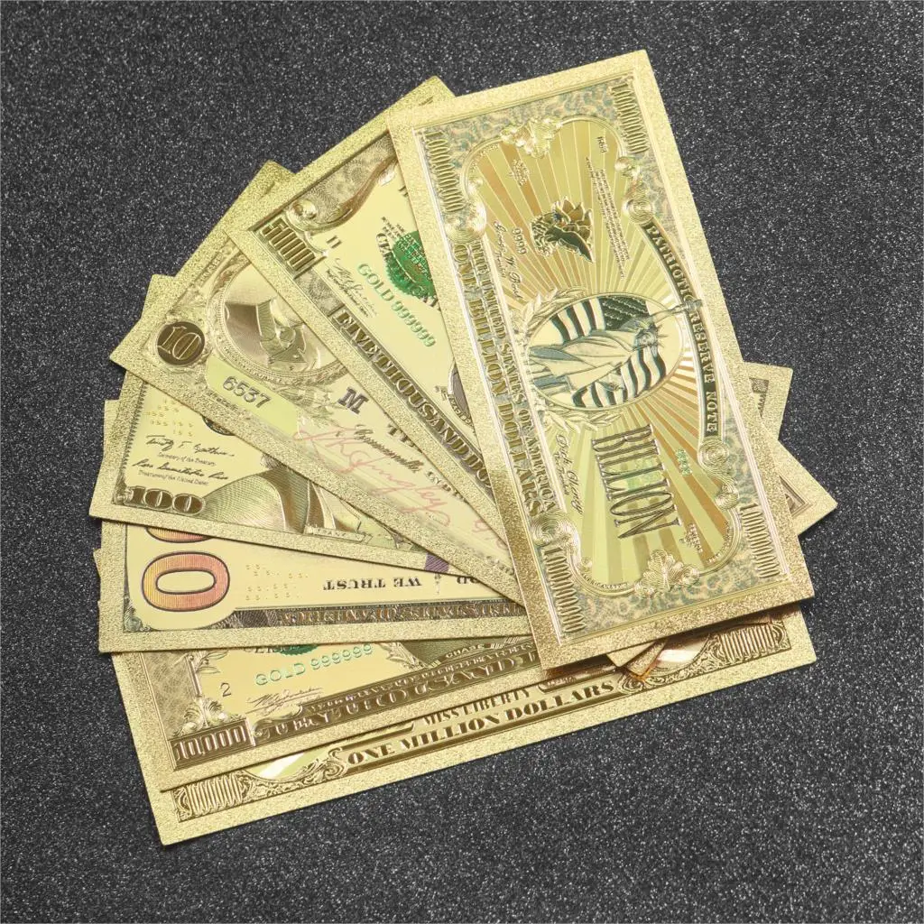 Памятная монета в долларах США 50 долларов Золотая старинная банкнота 24 К