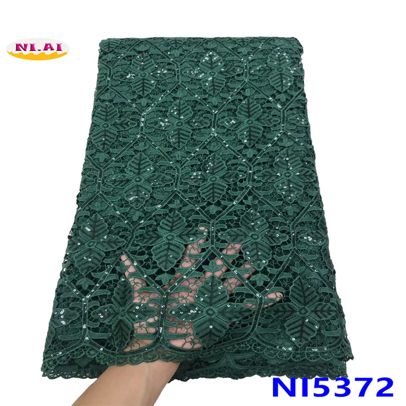 

Latest Design High End Green Color African Sequin Tissuse Net Lace Fabric Nigerian Lace Fabric 2021 High Quality Lace NI5372-3