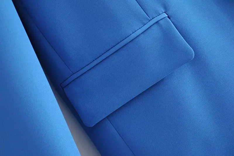 Осенний синий винтажный Женский комплект из 2 предметов 2020 однотонный офисный